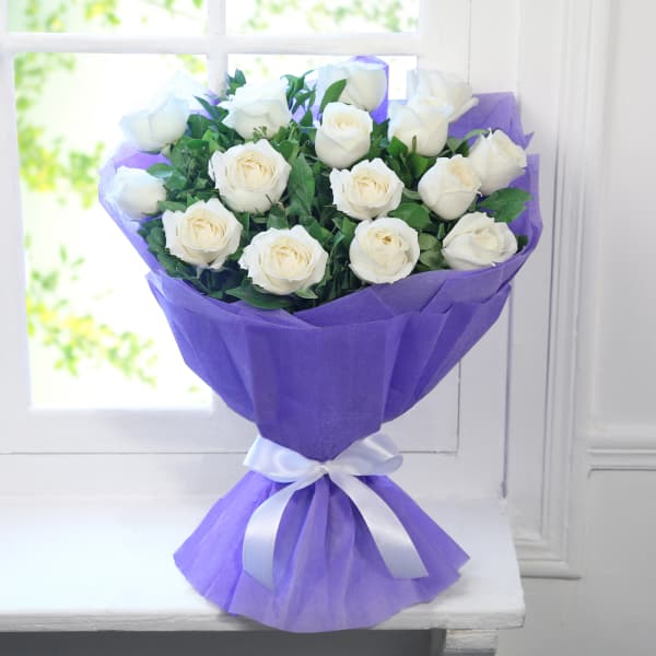 Simple White Rose Bouquet