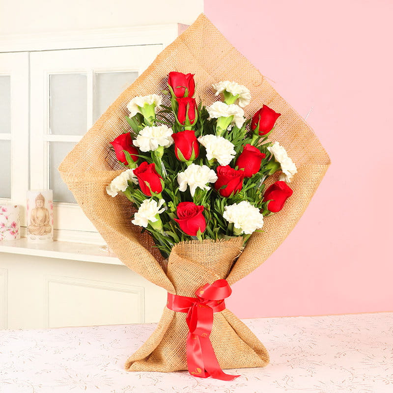 Bright Roses and Carnation Bouquet